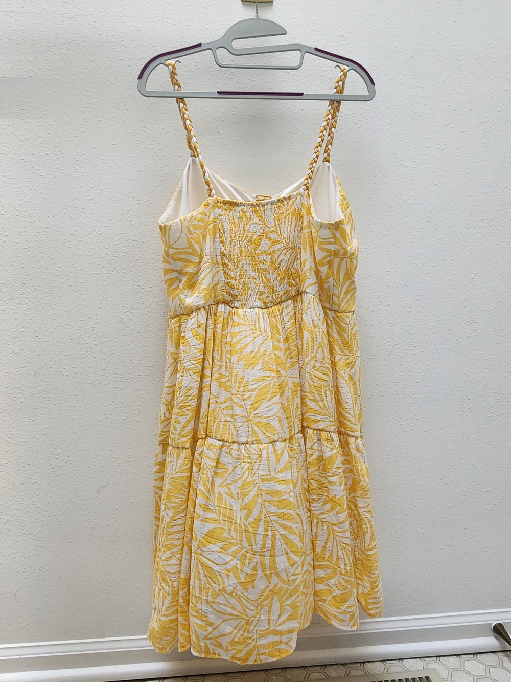 Yellow Leaf-Print Summer Sundress - Women's